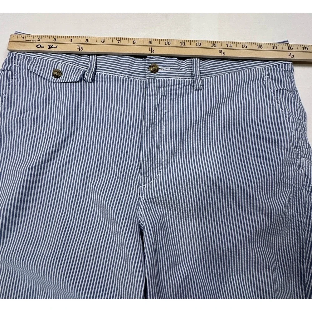Polo Ralph Lauren Men's Shorts Sz‎ 35 Stretch Straight Fit Seersucker Blue/White